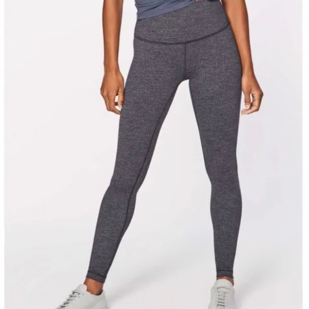 Lululemon Wunder Under Hi-Rise Tight 28" Variegated Knit Black Heather size 2